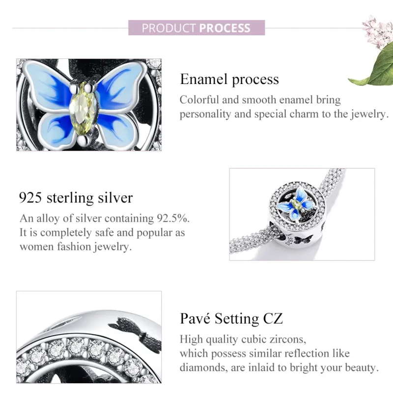 (imagine pentru) Pandora Stil Fluture Colorat Argintiu Charm - SCC1682 - Vizualizare 8