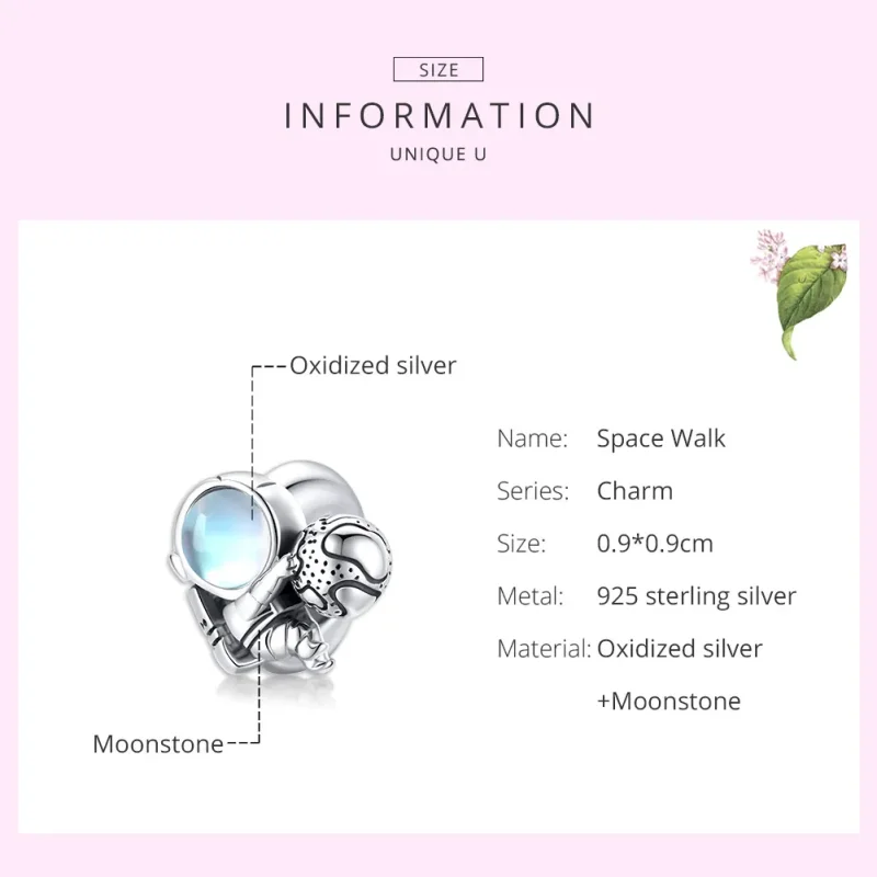(imagine pentru) Pandora Style Charm de Argint Plimbare în Spațiu - SCC1694 - Vizualizare 7