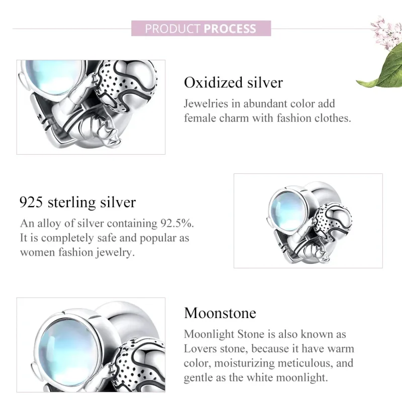 (imagine pentru) Pandora Style Charm de Argint Plimbare în Spațiu - SCC1694 - Vizualizare 8