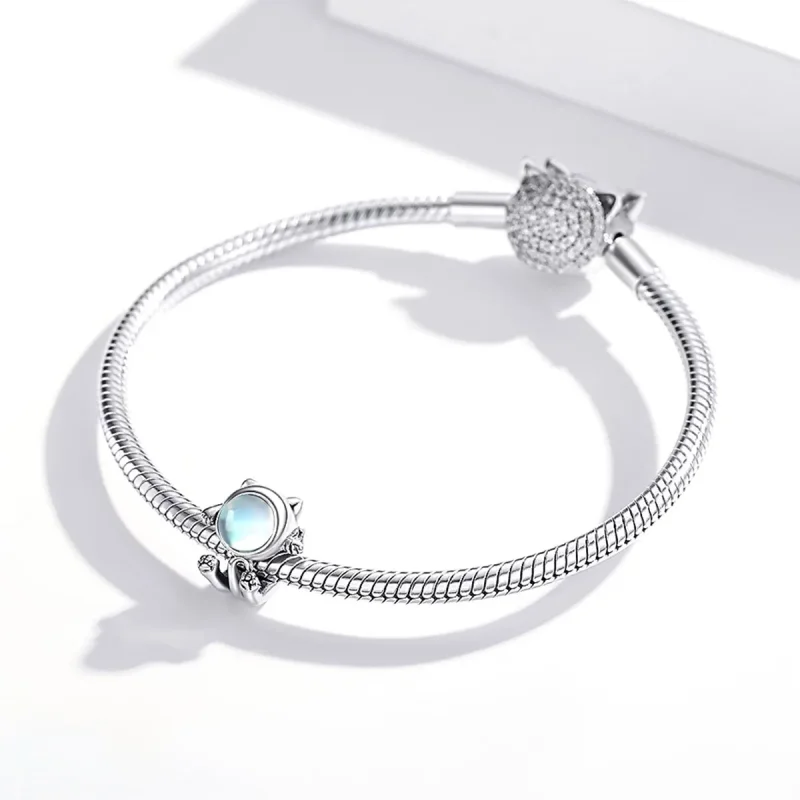 (imagine pentru) Pandora Style Charm de Pisică Spațială Argintiu - SCC1697 - Vizualizare 3