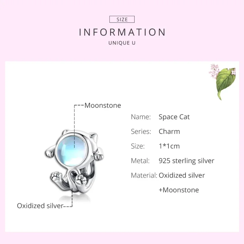 (imagine pentru) Pandora Style Charm de Pisică Spațială Argintiu - SCC1697 - Vizualizare 7