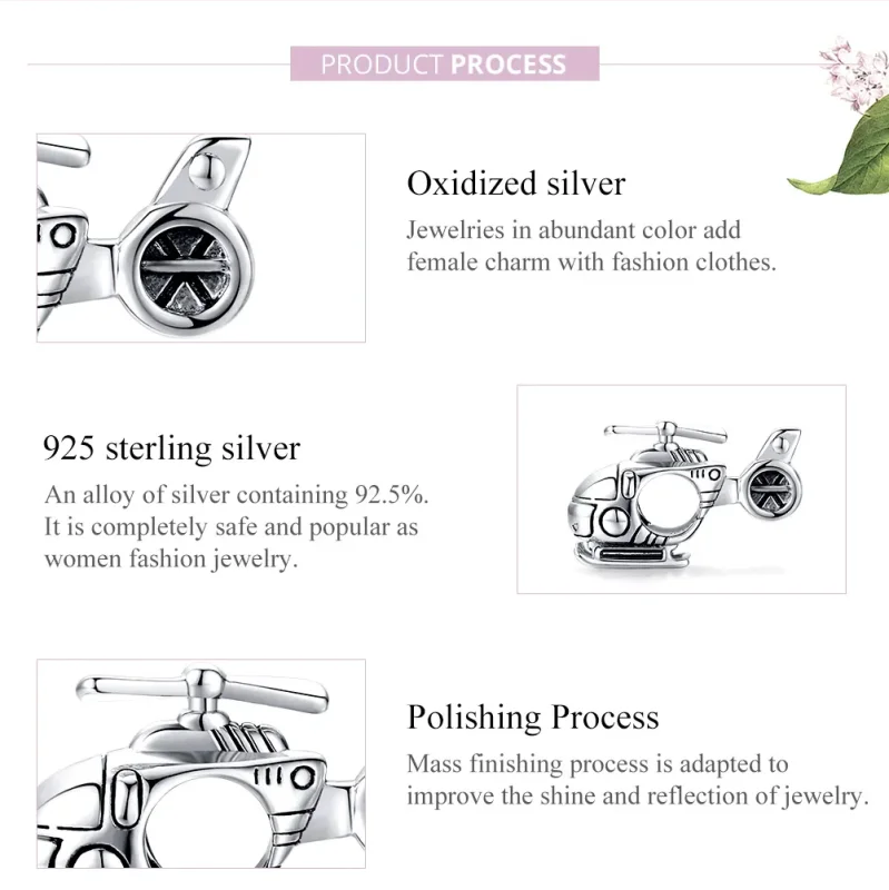 (imagine pentru) Pandora Style Mici Charm de Elicopter de Argint - SCC1699 - Vizualizare 7