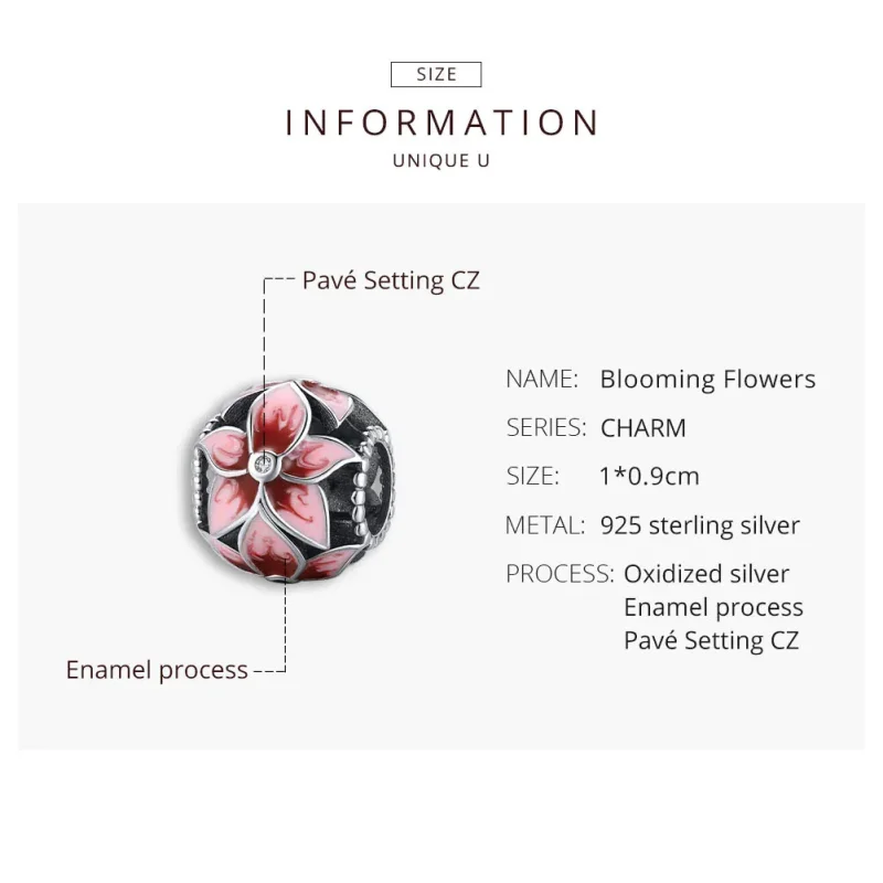 (imagine pentru) Pandora Style Charm de Argint cu Floare Înflorită - SCC1707 - Vizualizare 8