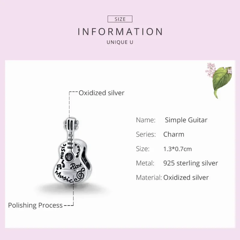 (imagine pentru) Pandora Style Charm de Argint Simplu cu Chitară - SCC1708 - Vizualizare 7