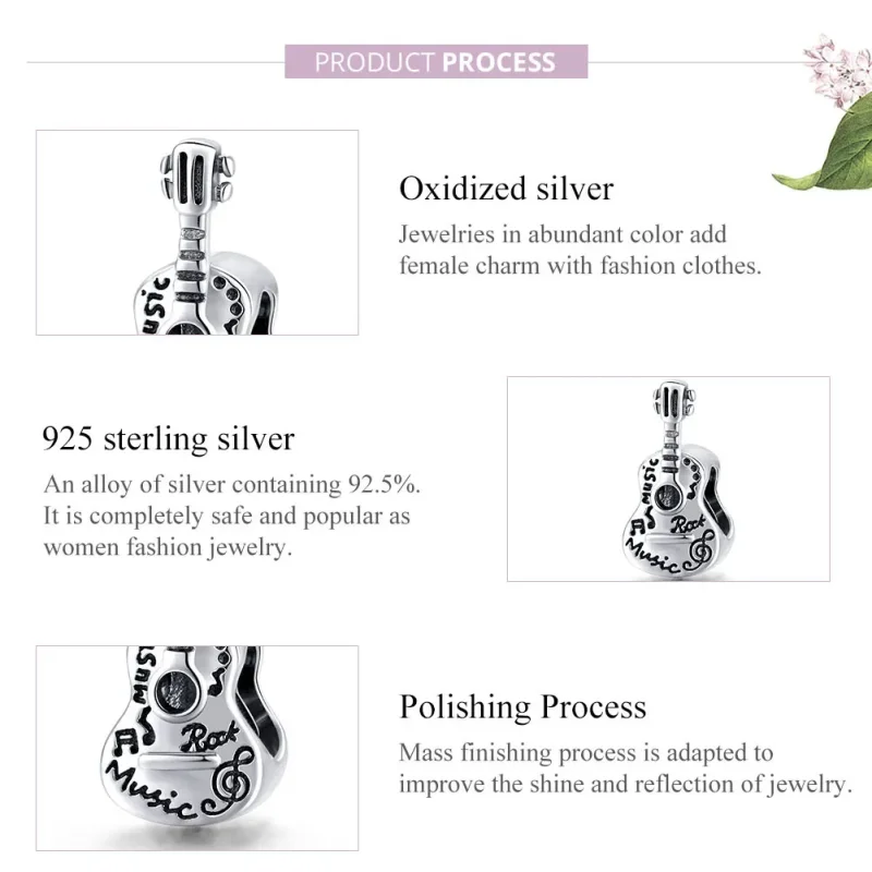 (imagine pentru) Pandora Style Charm de Argint Simplu cu Chitară - SCC1708 - Vizualizare 8