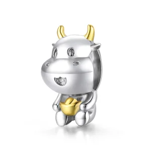 (imagine pentru) Pandora Style Two Tone Bicolor Lucky Cow Charm - SCC1709