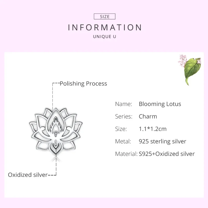 (imagine pentru) Pandora Style Charm de Argint Lotus înflorit - SCC1724 - Vizualizare 6