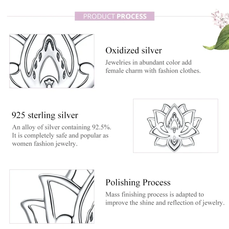 (imagine pentru) Pandora Style Charm de Argint Lotus înflorit - SCC1724 - Vizualizare 7