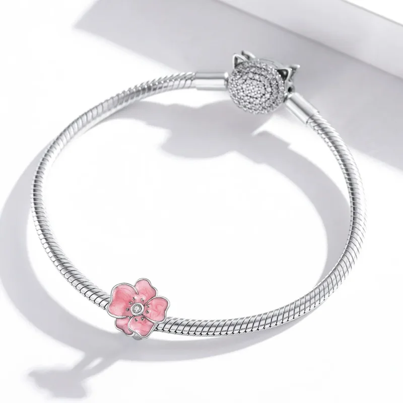 (imagine pentru) Pandora Style Charm cu Floare Roz Argintiu - SCC1729 - Vizualizare 3