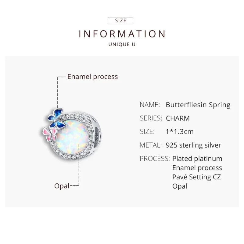 (imagine pentru) Pandora Style Fluturi de Argint în Charm de Primăvară - SCC1730 - Vizualizare 8