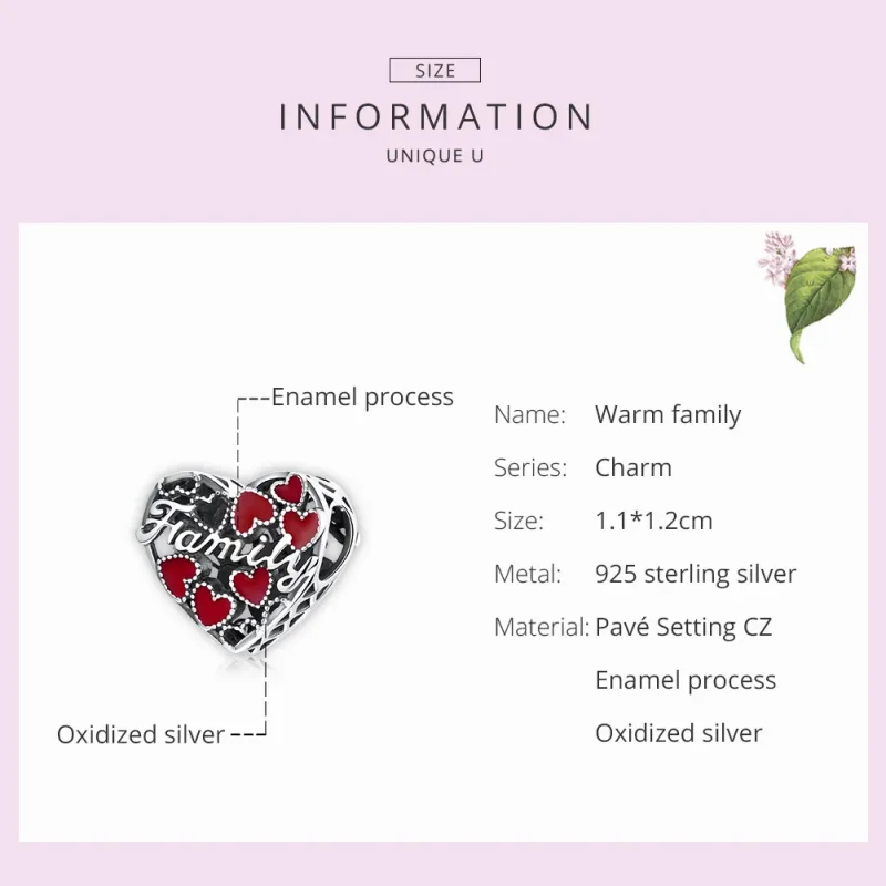 (imagine pentru) Pandora Style Charm de Argint cu Design Familial Cald - SCC1750 - Vizualizare 7
