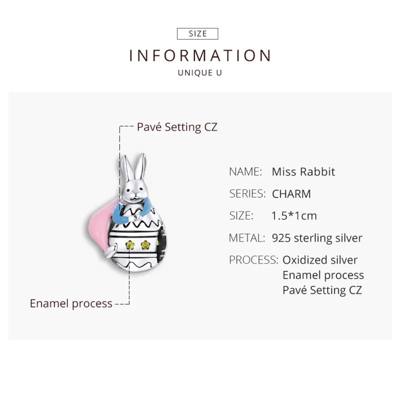 (imagine pentru) Pandora Style Charm de Argint cu Iepuraș - SCC1754 - Vizualizare 8
