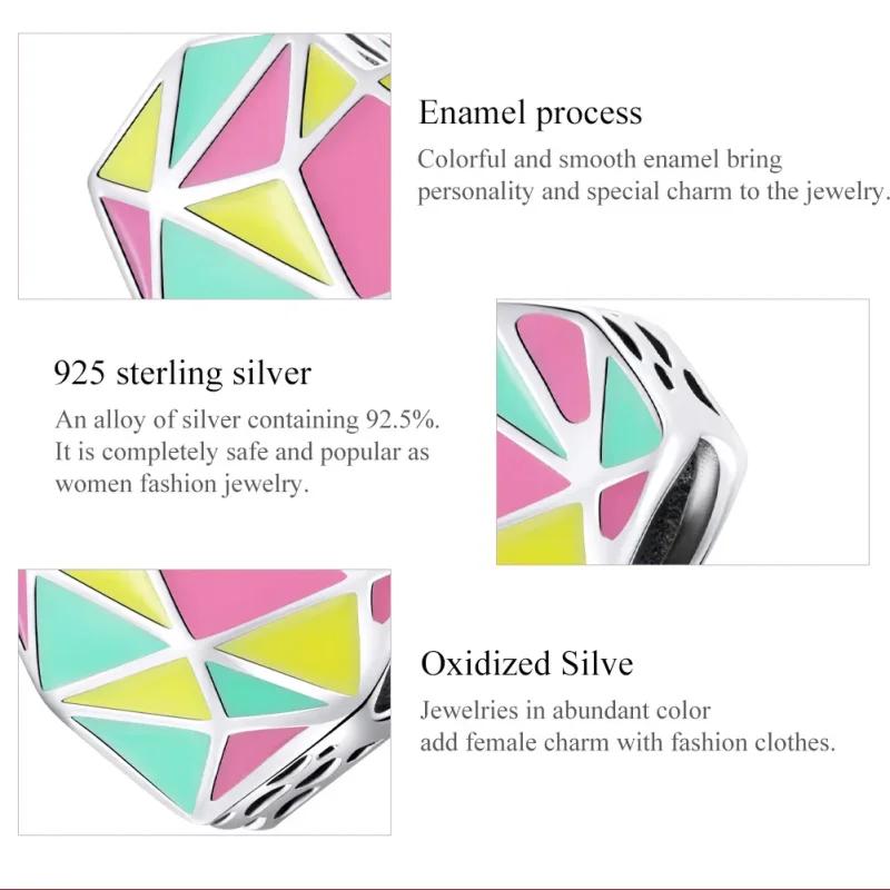 (imagine pentru) Pandora Style Charm cu Modele Geometrice din Argint - SCC1761 - Vizualizare 7