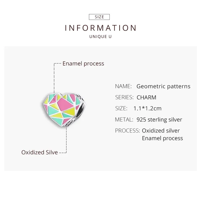 (imagine pentru) Pandora Style Charm cu Modele Geometrice din Argint - SCC1761 - Vizualizare 8
