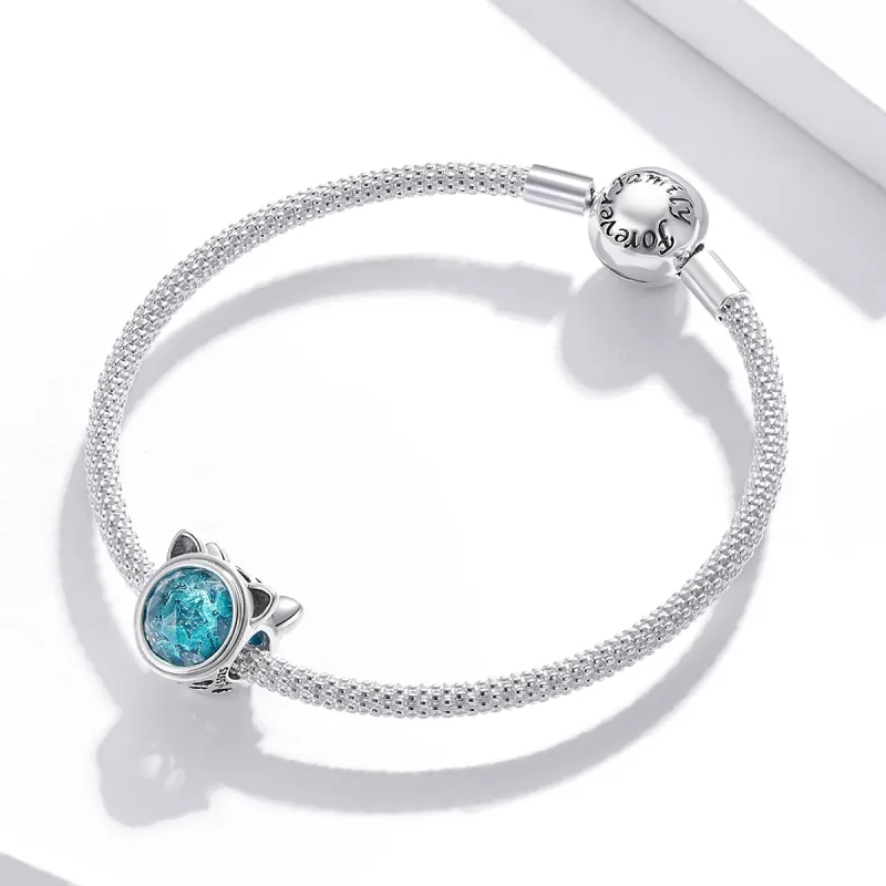 (imagine pentru) Pandora Style Charm de Pisică Turcoaz Argintiu - SCC1800 - Vizualizare 3