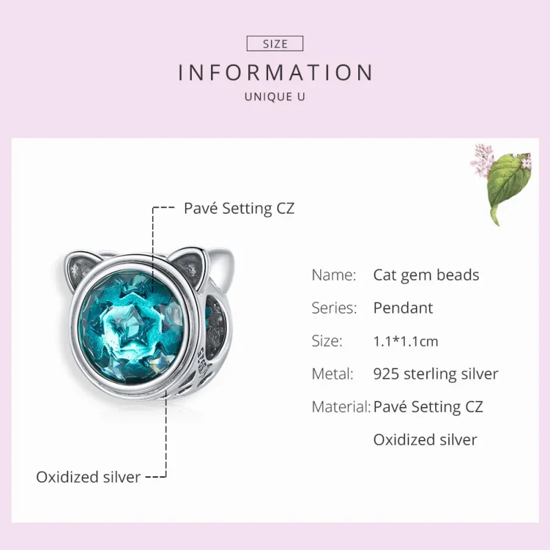 (imagine pentru) Pandora Style Charm de Pisică Turcoaz Argintiu - SCC1800 - Vizualizare 7