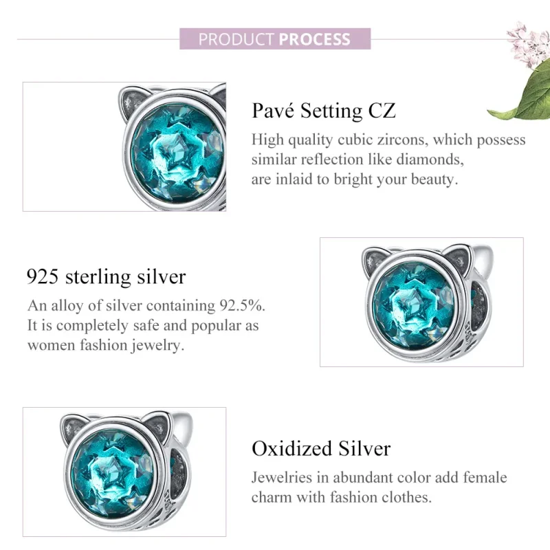 (imagine pentru) Pandora Style Charm de Pisică Turcoaz Argintiu - SCC1800 - Vizualizare 8