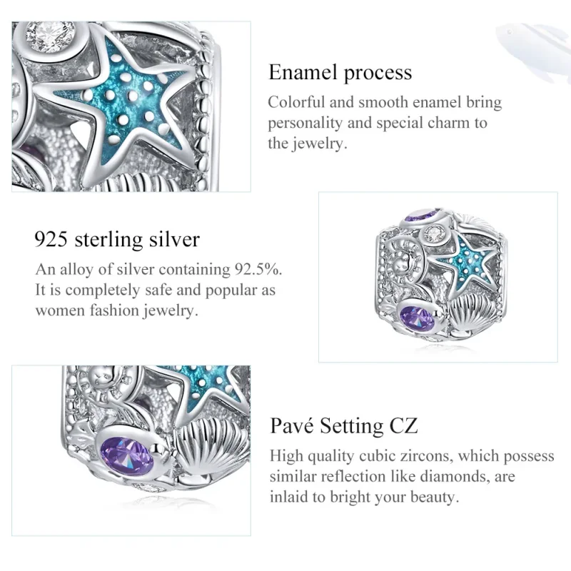 (imagine pentru) Pandora Style Charm din Argint cu Stele și Scoică - SCC1805 - Vizualizare 7