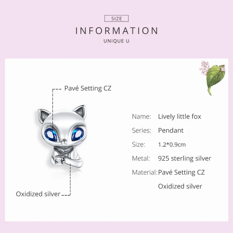 (imagine pentru) Pandora Style Charm de Argint cu o Vulpioară Veselă - SCC1808 - Vizualizare 7