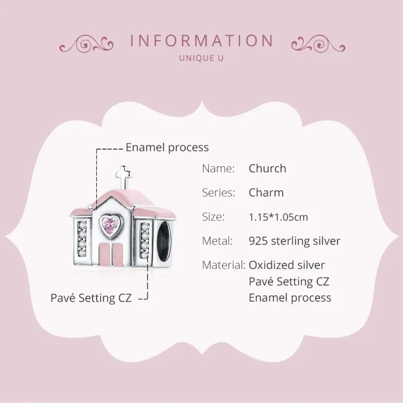 (imagine pentru) Pandora Style Charm de Biserică din Argint - SCC1810 - Vizualizare 6