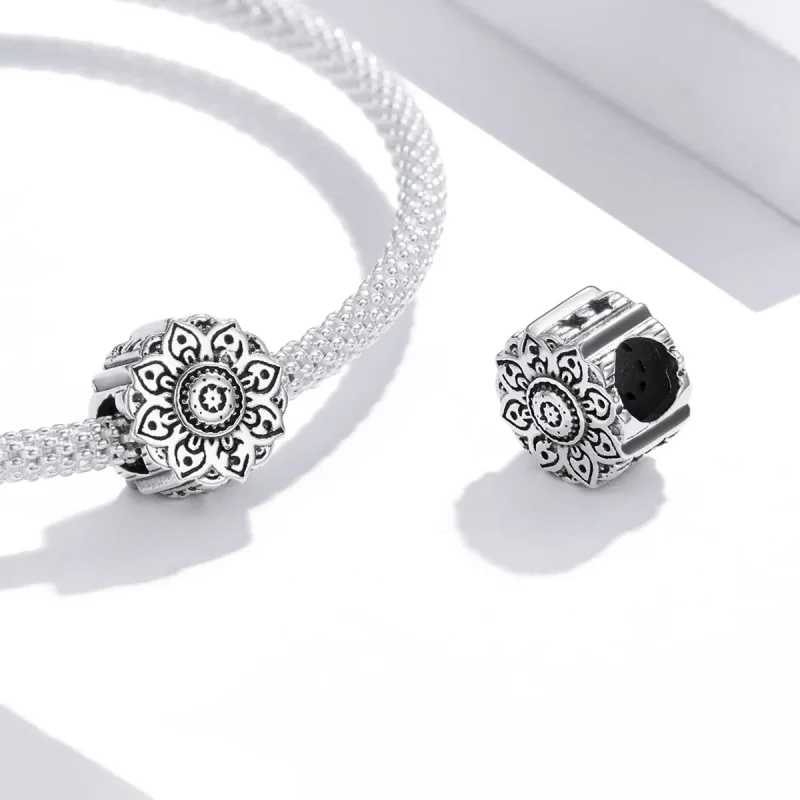 (imagine pentru) Pandora Style Charm de Lotus Vintage din Argint - SCC1823 - Vizualizare 4