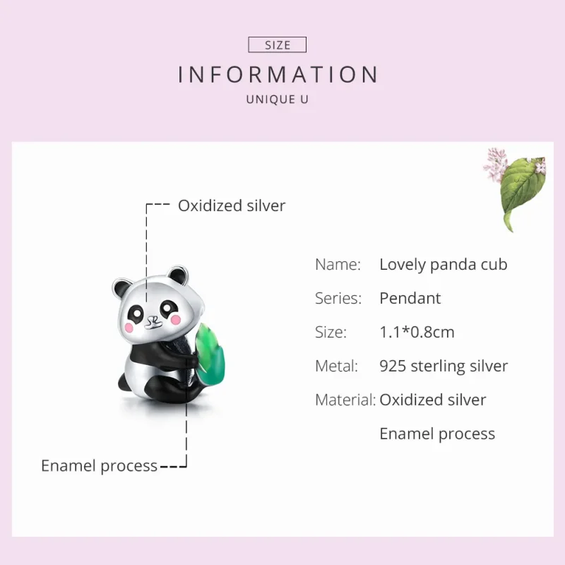 (imagine pentru) Pandora Style Charm de Argint cu un Pui de Panda Adorabil - SCC1832 - Vizualizare 7