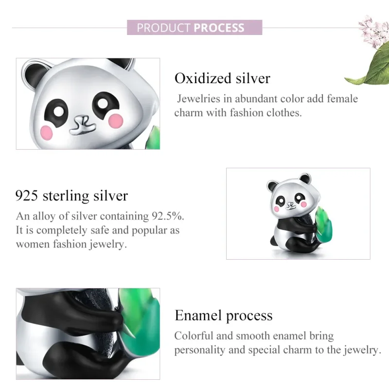 (imagine pentru) Pandora Style Charm de Argint cu un Pui de Panda Adorabil - SCC1832 - Vizualizare 8