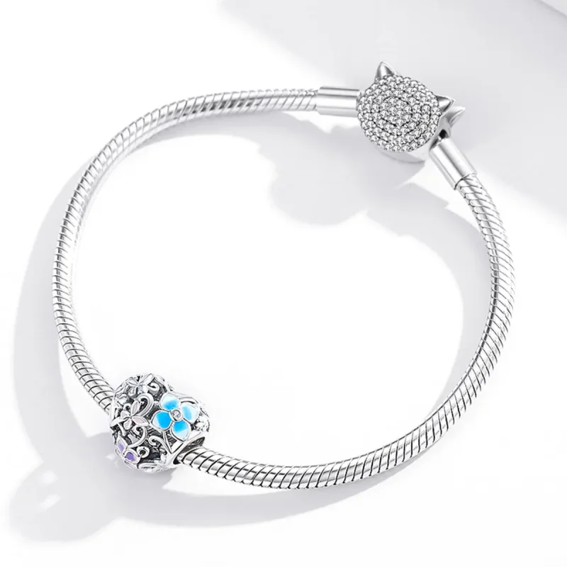 (imagine pentru) Pandora Style Charm cu Flori și Fluturi din Argint - SCC1836 - Vizualizare 3