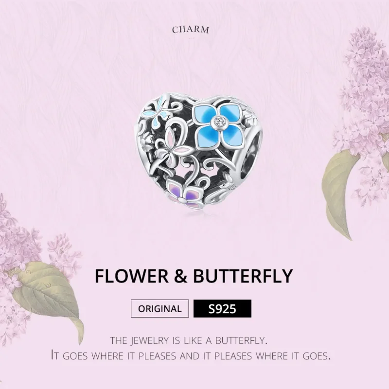 (imagine pentru) Pandora Style Charm cu Flori și Fluturi din Argint - SCC1836 - Vizualizare 7