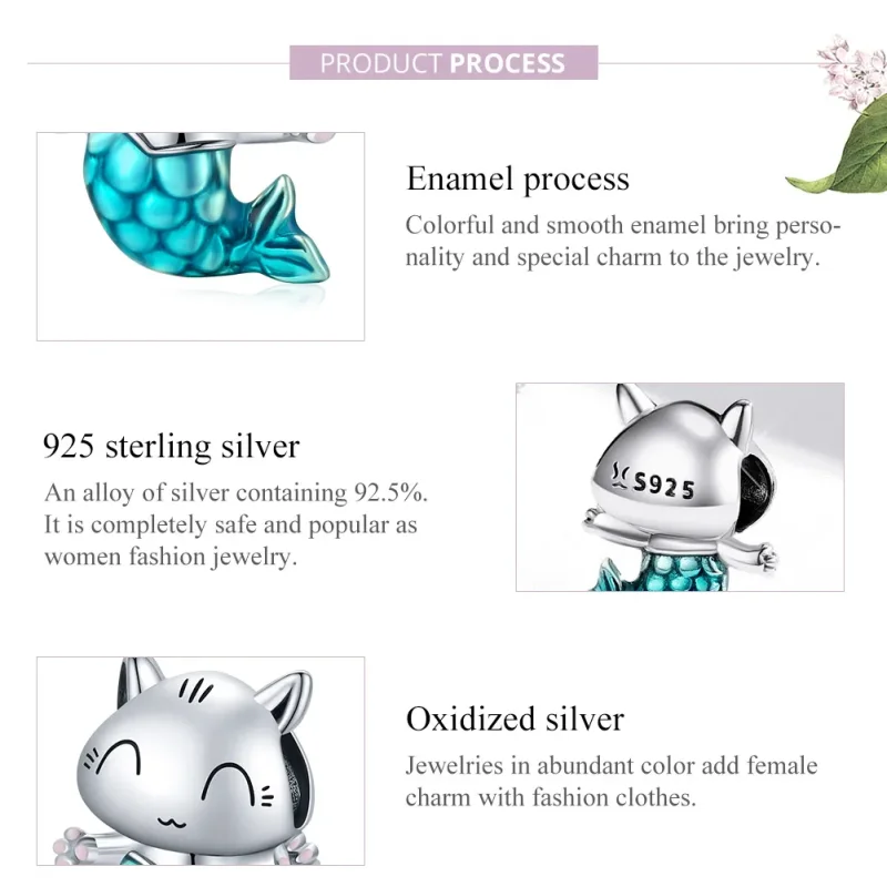 (imagine pentru) Pandora Style Charm de Argint cu Pisicuță Sirenă - SCC1852 - Vizualizare 6