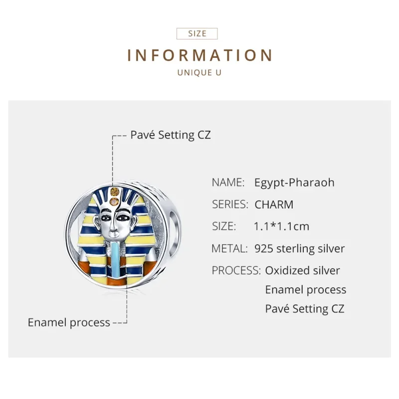 (imagine pentru) Pandora Style Egypt - Faraon Charm - SCC1858 Argint - Vizualizare 6
