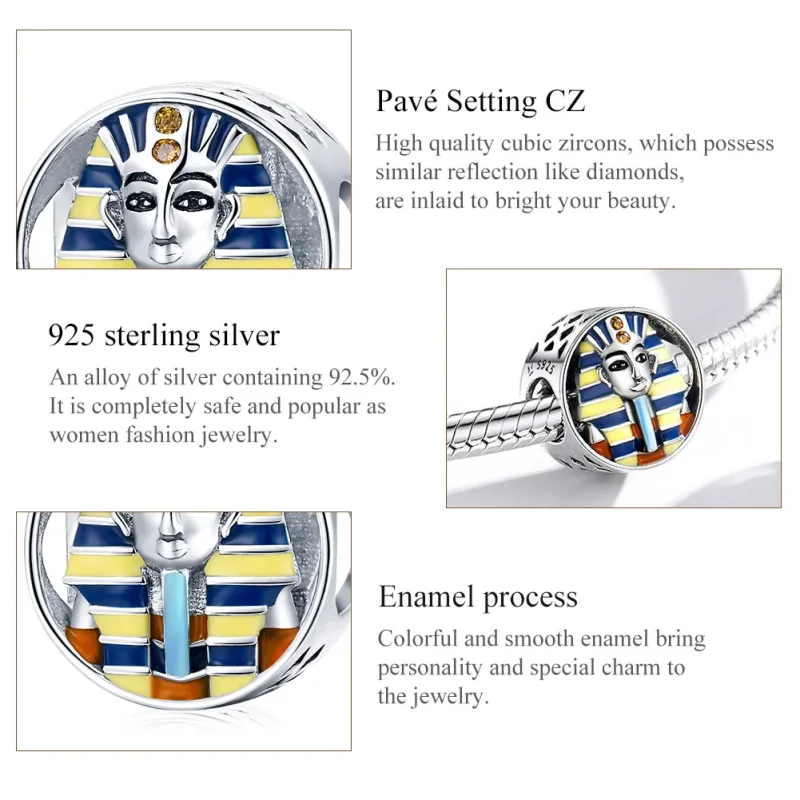 (imagine pentru) Pandora Style Egypt - Faraon Charm - SCC1858 Argint - Vizualizare 7