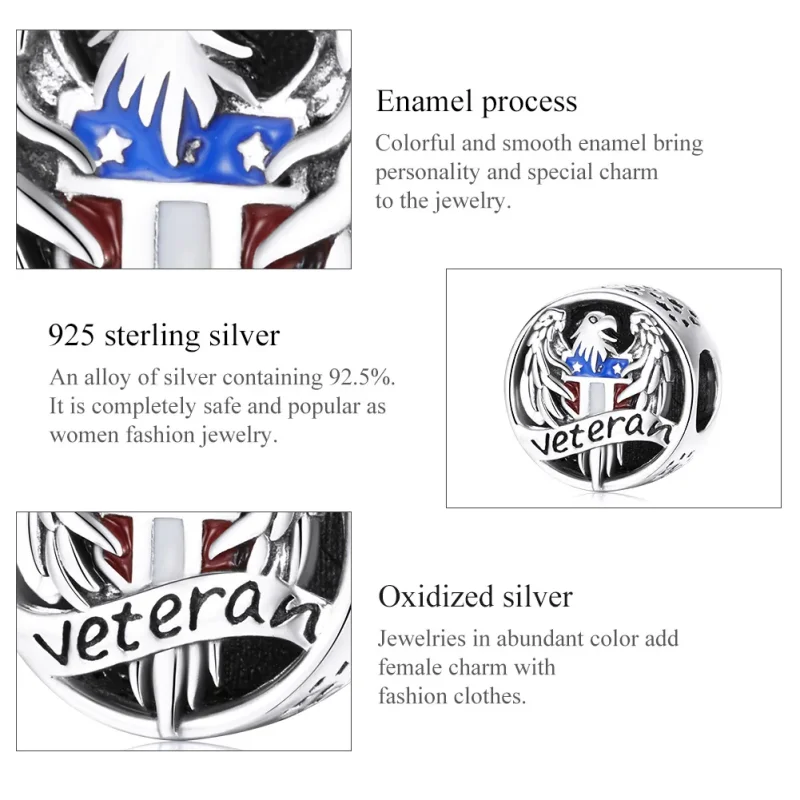 (imagine pentru) Pandora Style Charm Veteran Argint - SCC1885 - Vizualizare 8