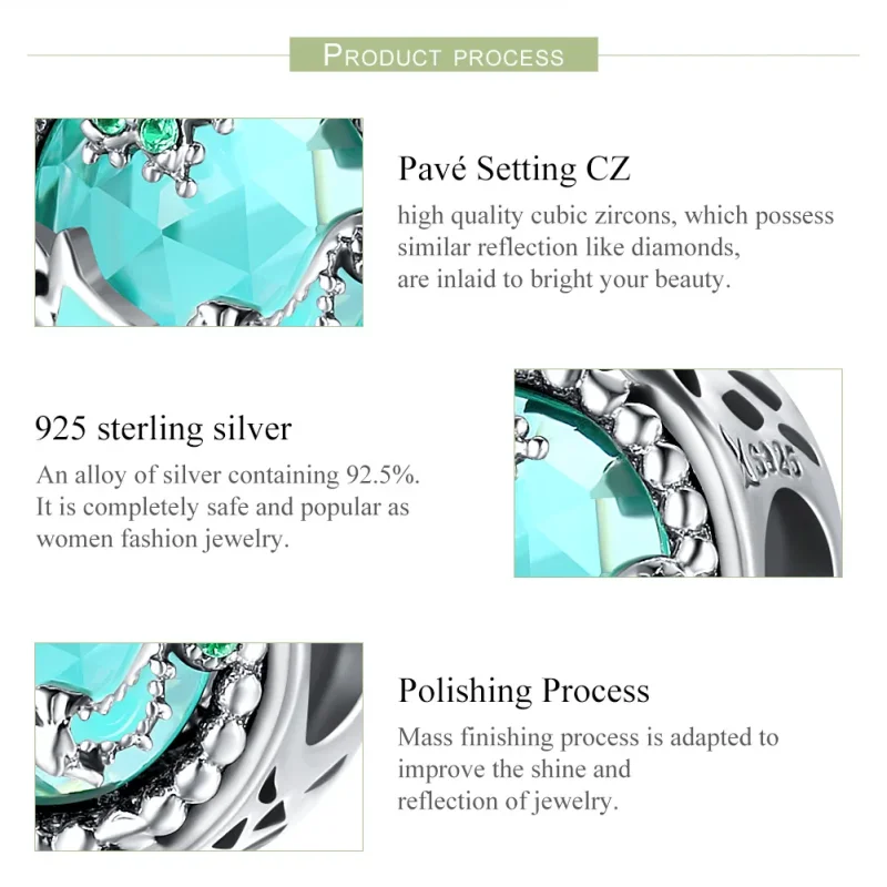 (imagine pentru) Pandora Style Charm din Argint cu Stele Strălucitoare - SCC246 - Vizualizare 7