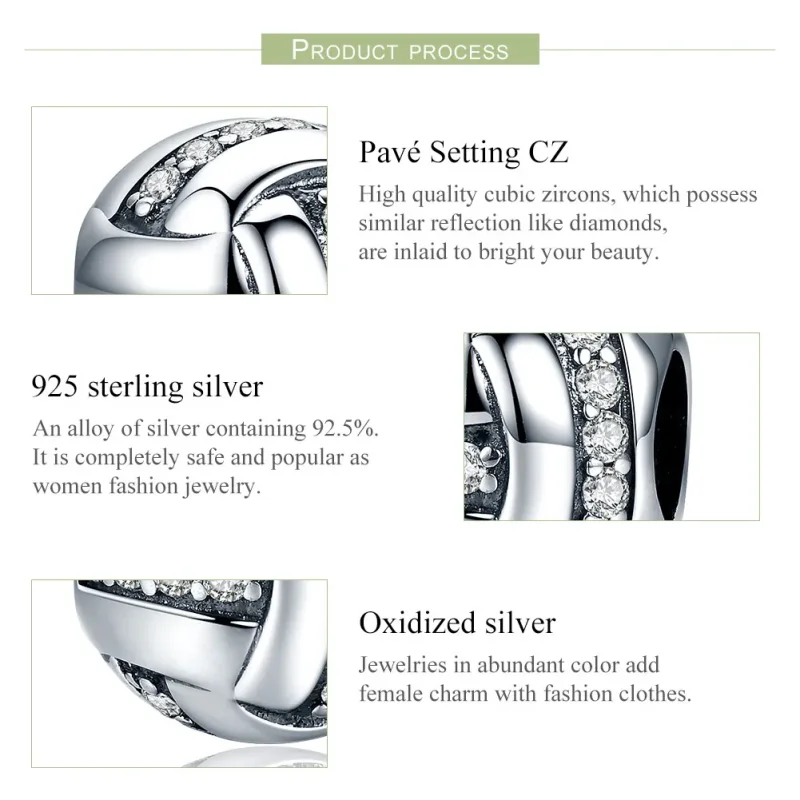 (imagine pentru) Pandora Style Charm Complex Argintiu cu Sclipiri - SCC302 - Vizualizare 6
