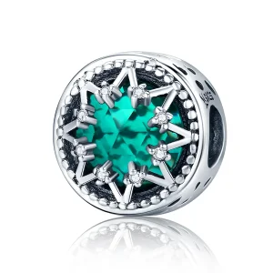 (imagine pentru) Pandora Style Silver Romantic Emerald Snowflakes Charm - SCC308