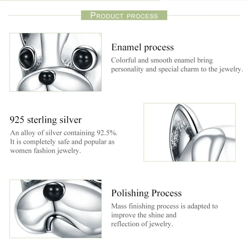 (imagine pentru) Pandora Style Charm de Buldog Francez Argintiu - SCC315 - Vizualizare 6