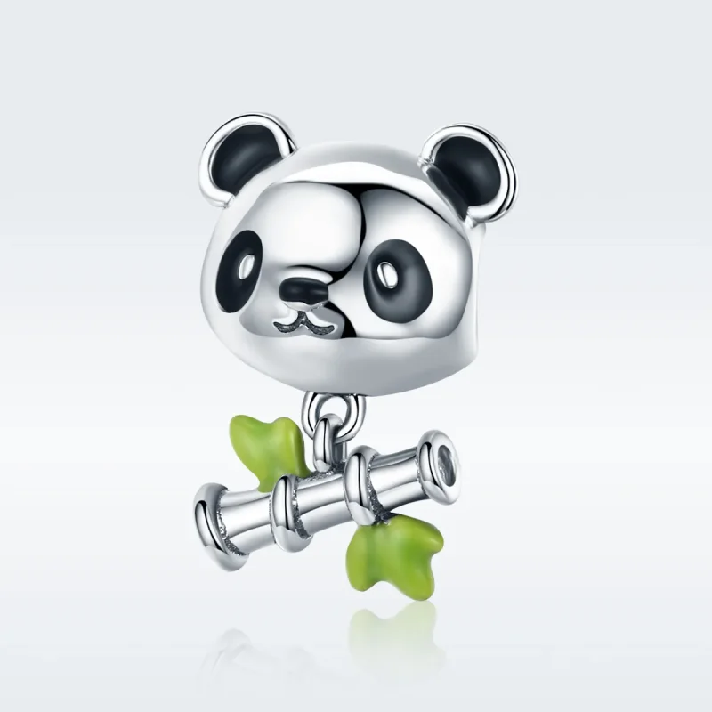 (imagine pentru) Pandora Style Pandă de Argint Iubește să Mănânce Bambus Charm - SCC325 - Vizualizare 2