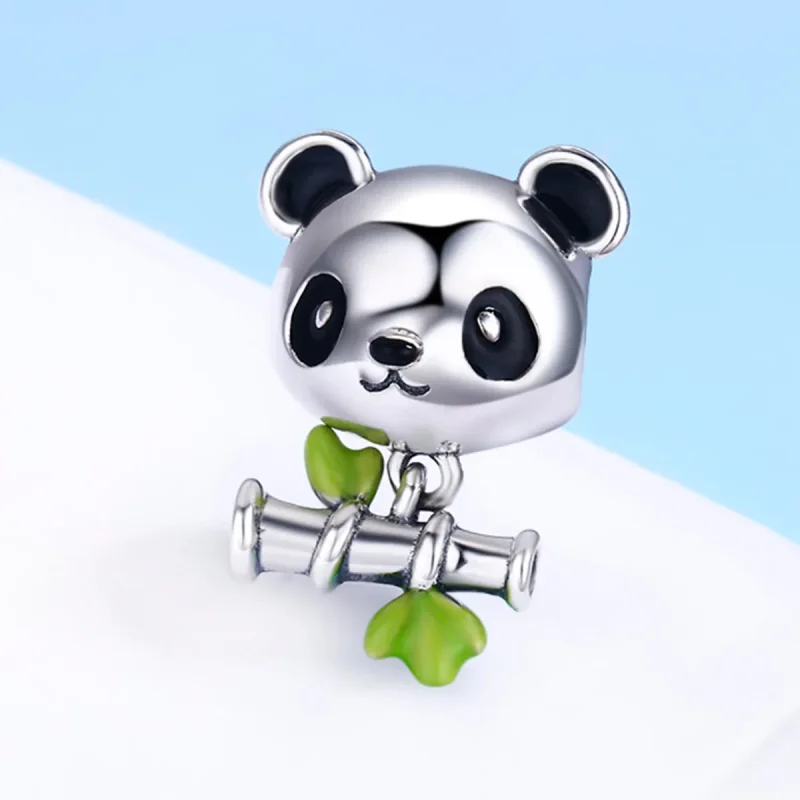 (imagine pentru) Pandora Style Pandă de Argint Iubește să Mănânce Bambus Charm - SCC325 - Vizualizare 4