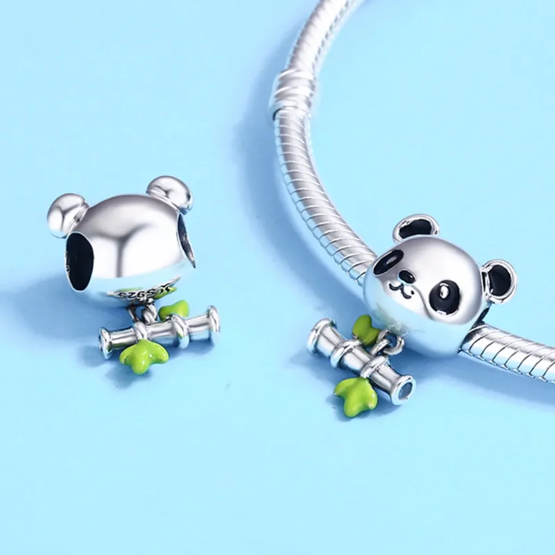 (imagine pentru) Pandora Style Pandă de Argint Iubește să Mănânce Bambus Charm - SCC325 - Vizualizare 6
