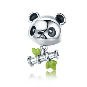 (imagine pentru) Pandora Style Pandă de Argint Iubește să Mănânce Bambus Charm - SCC325