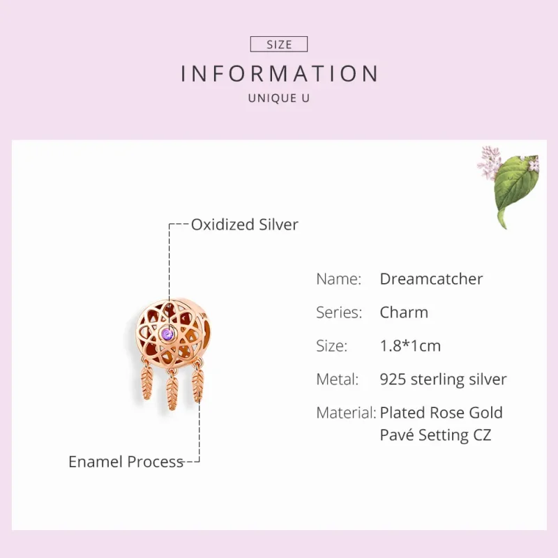 (imagine pentru) Pandora Style Dream Catcher din Aur Roz Charm din Aur Roz - SCC330-C - Vizualizare 7