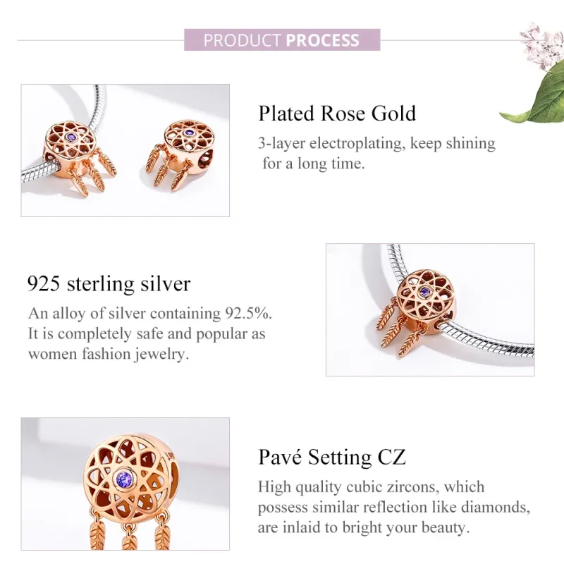 (imagine pentru) Pandora Style Dream Catcher din Aur Roz Charm din Aur Roz - SCC330-C - Vizualizare 8