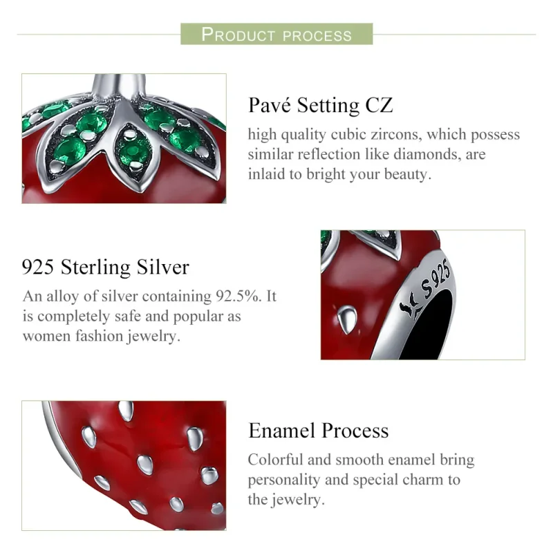 (imagine pentru) Pandora Style Charm de Argint cu Căpșuni - SCC369 - Vizualizare 6