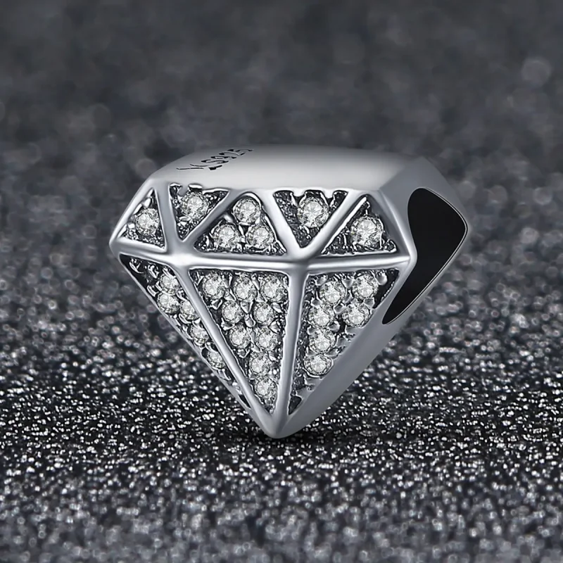 (imagine pentru) Pandora Style Charm de Argint cu Diamant și Inimă - SCC397 - Vizualizare 2