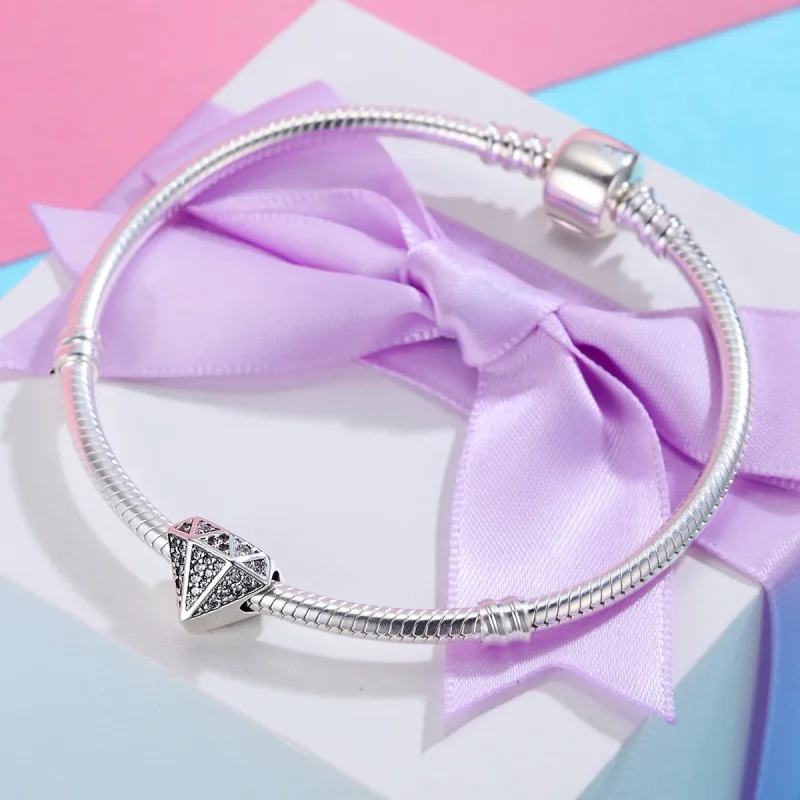 (imagine pentru) Pandora Style Charm de Argint cu Diamant și Inimă - SCC397 - Vizualizare 4