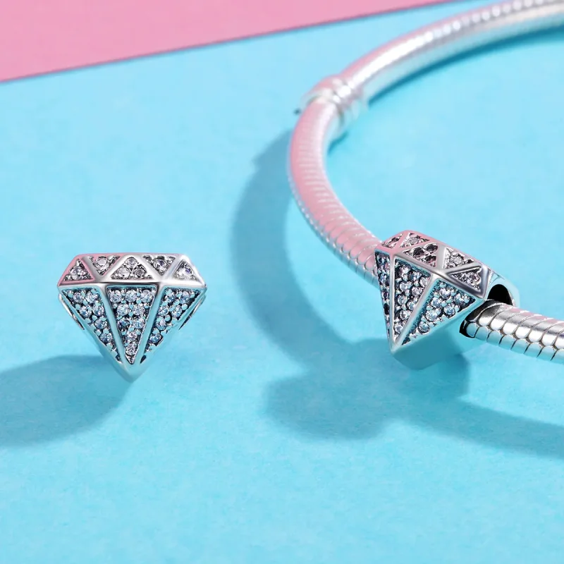 (imagine pentru) Pandora Style Charm de Argint cu Diamant și Inimă - SCC397 - Vizualizare 5