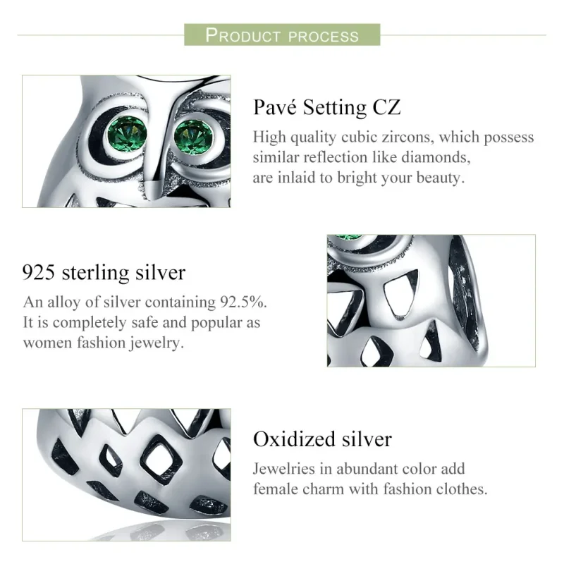 (imagine pentru) Pandora Style Charm cu Bufniță de Argint - SCC424 - Vizualizare 6