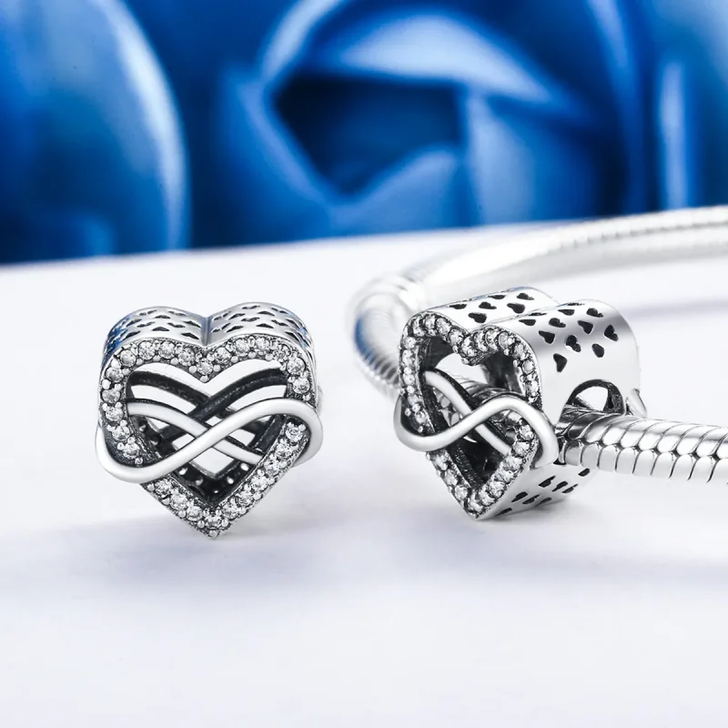 (imagine pentru) Pandora Style Inimioară Argintie în Formă de Inimă - SCC432 - Vizualizare 5