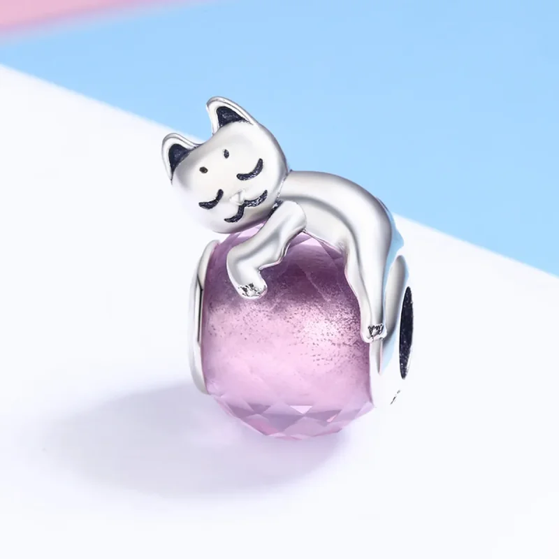 (imagine pentru) Pandora Style Charm de Pisică Adormată din Argint - SCC447 - Vizualizare 3